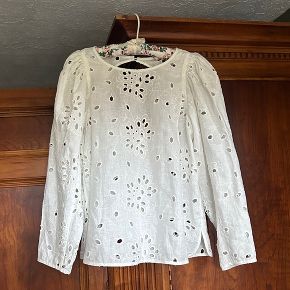 Rebecca Taylor Sarah Embroidered White Blouse, Size L, NWT - Picture 10 of 16